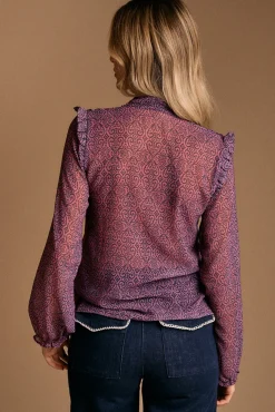 Polín Et Moi Blusas-Camisa estampada Idalia com babados Subiu