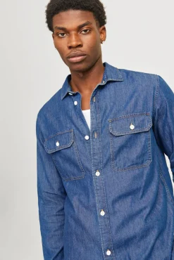 Jack & Jones Camisas-Camisa estilo sarja azul
