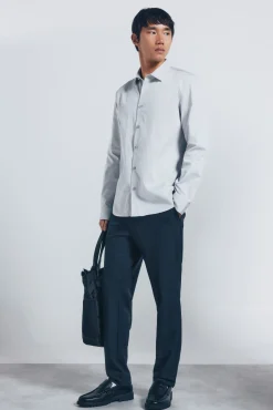 Springfield Camisas-Camisa estruturada de fácil cuidado cinzento