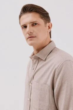 Cortefiel Camisas-Camisa flanela espinha Tostado