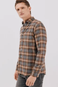 Cortefiel Camisas-Camisa flanela xadrez Castanho