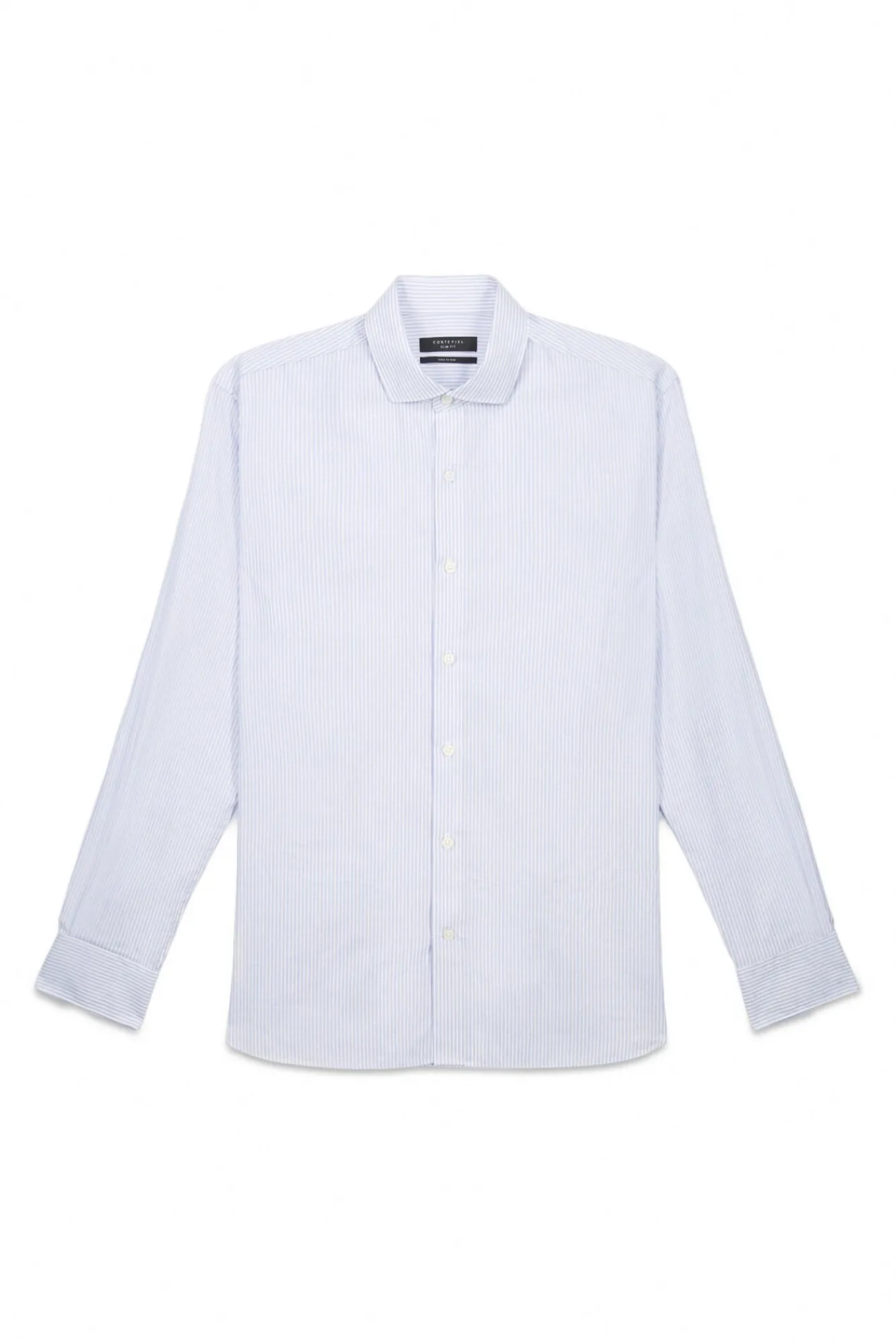 Cortefiel Camisas|Camisas Clássicas-Camisa formal riscas corte slim fácil de engomar Azul