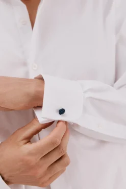 Cortefiel Camisas|Camisas Clássicas-Camisa gémeos lisa fácil de engomar Branco