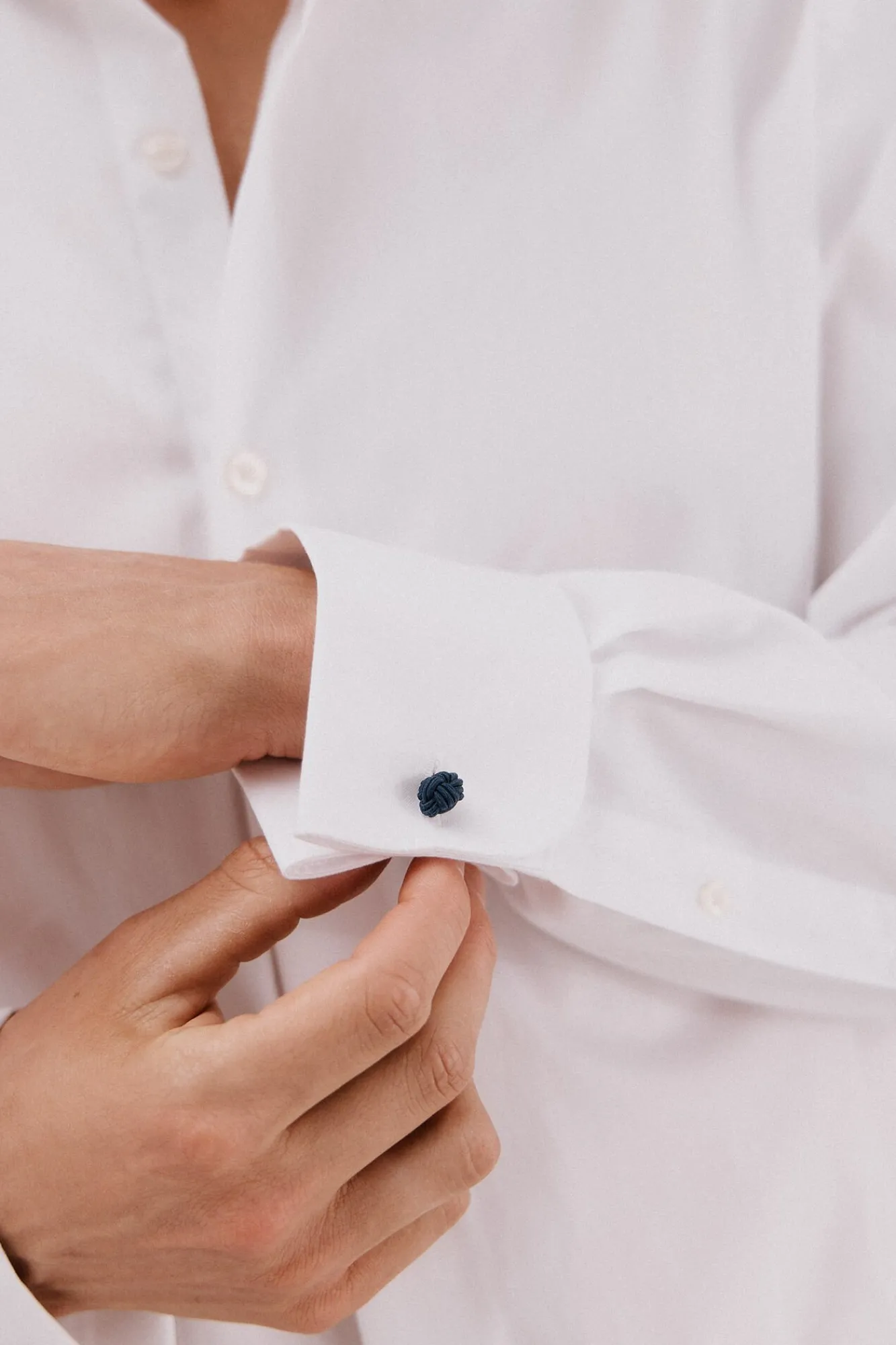 Cortefiel Camisas|Camisas Clássicas-Camisa gémeos lisa fácil de engomar Branco