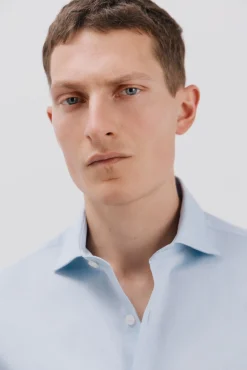 Cortefiel Camisas|Camisas Clássicas-Camisa gémeos lisa fácil de engomar Azul