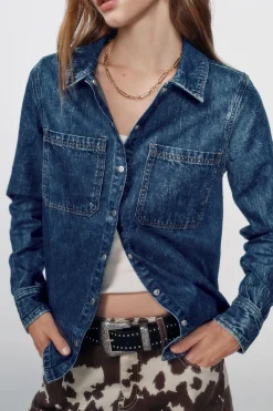 High Spirits Blusas-Camisa Golpeada azul