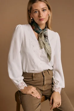 Polín Et Moi Blusas-Camisa Greta com detalhes bordados Branco