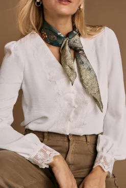 Polín Et Moi Blusas-Camisa Greta com detalhes bordados Branco