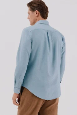 Cortefiel Camisas-Camisa jeans com bolso Azul