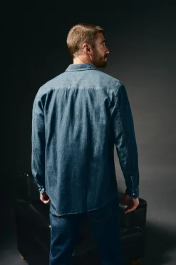 OOTO Camisas-Camisa jeans com bolsos Azul