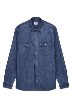 OOTO Camisas-Camisa jeans com bolsos Azul