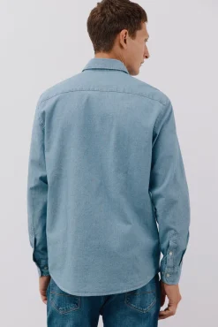 Cortefiel Camisas-Camisa jeans com dois bolsos Azul