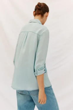 Cortefiel Blusas-camisa jeans tencel Azul