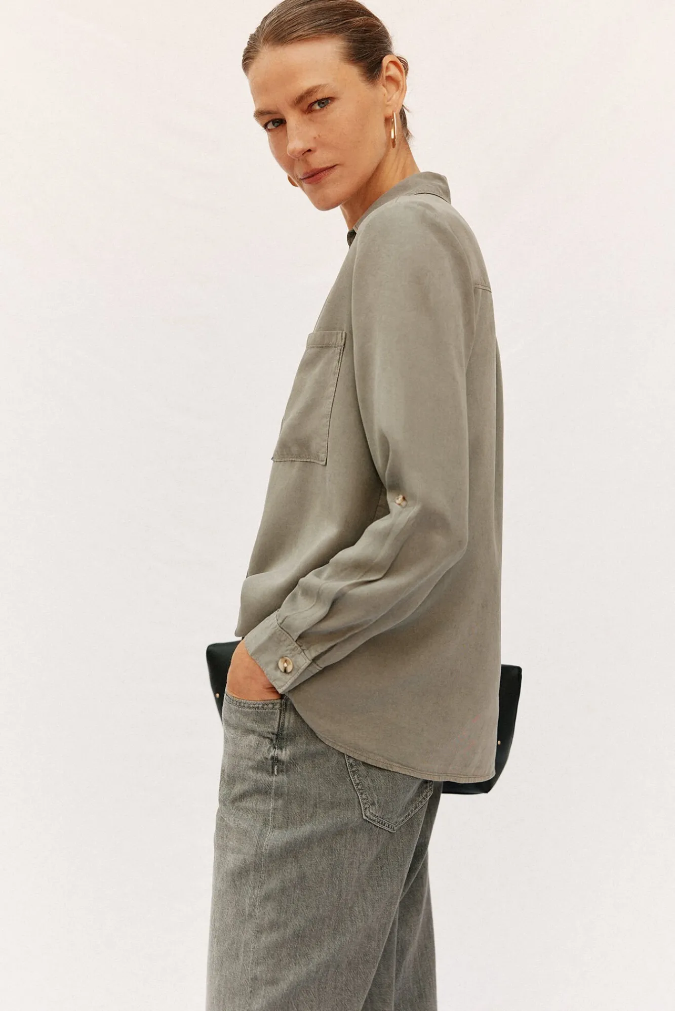 Cortefiel Blusas-camisa jeans tencel Verde