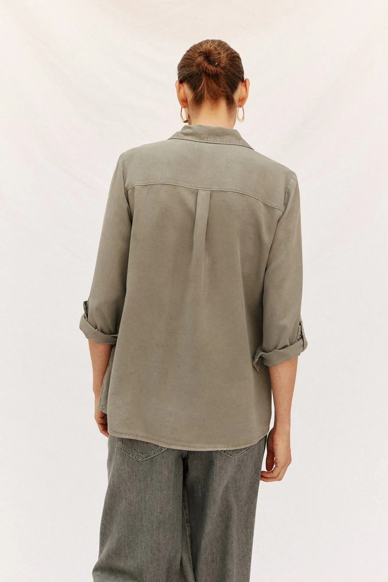 Cortefiel Blusas-camisa jeans tencel Verde