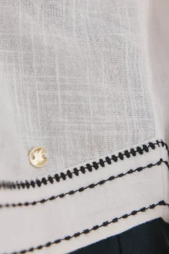 Pedro del Hierro Blusas-Camisa larga contrastante Branco