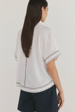 Pedro del Hierro Blusas-Camisa larga contrastante Branco