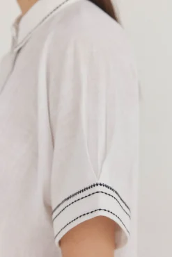 Pedro del Hierro Blusas-Camisa larga contrastante Branco