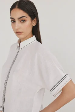 Pedro del Hierro Blusas-Camisa larga contrastante Branco