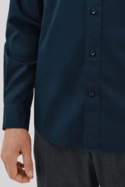 Cortefiel Camisas-Camisa lisa de algodão tencel Azul