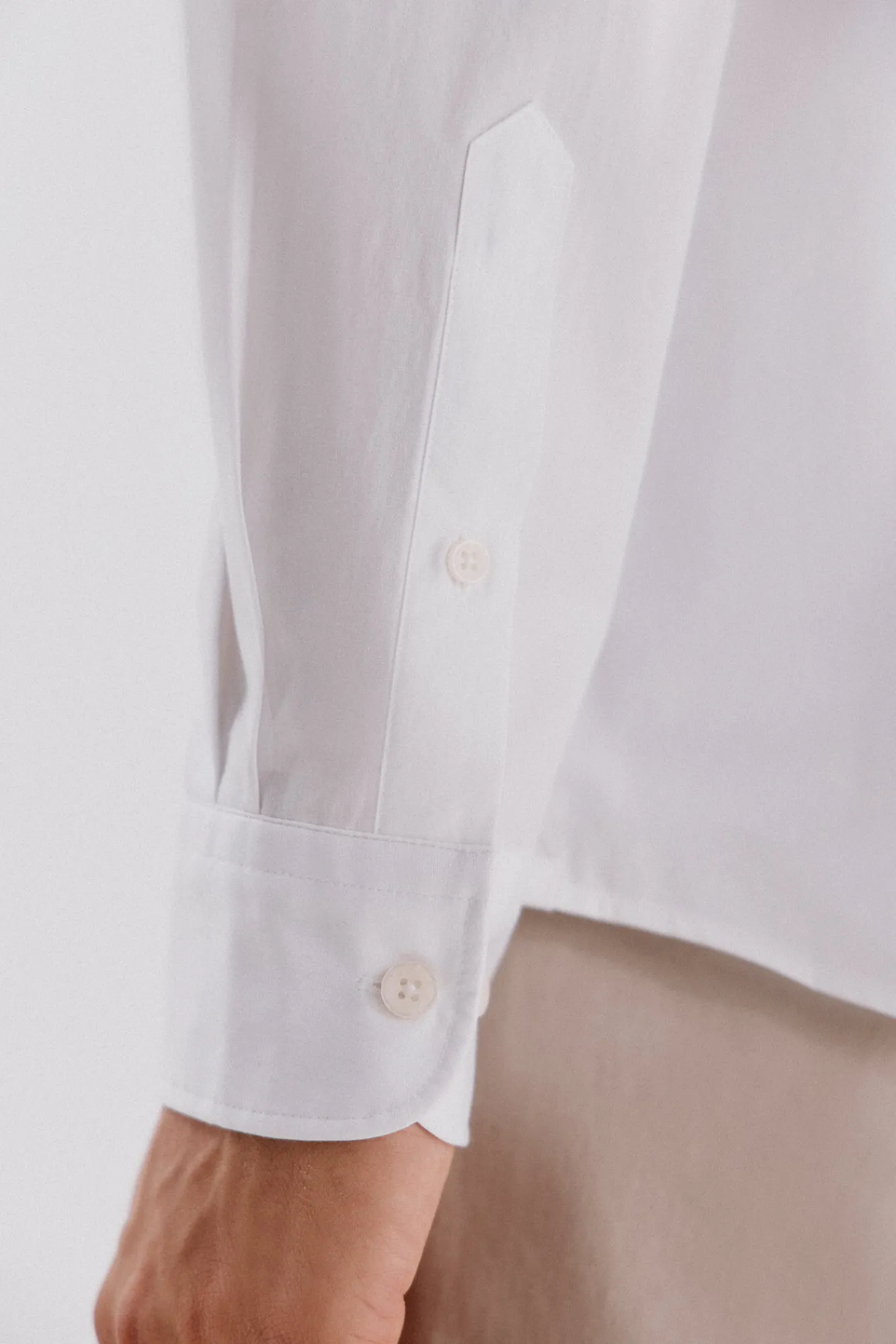 Cortefiel Camisas-Camisa lisa de algodão tencel Branco