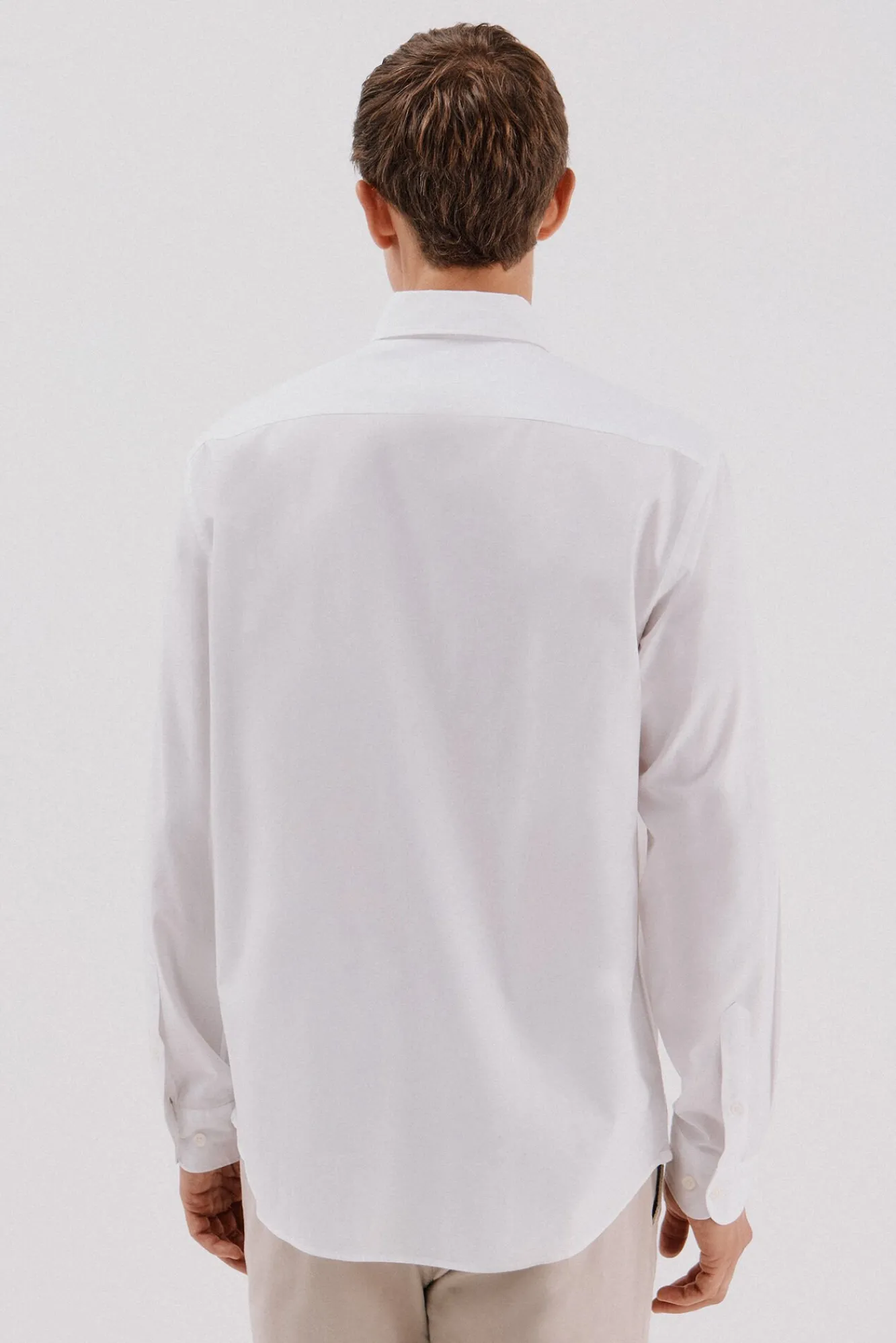 Cortefiel Camisas-Camisa lisa de algodão tencel Branco