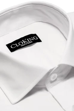 Cloking Camisas|Camisas Clássicas-Camisa Lisa Duplo Punho Gola Inglesa Branco