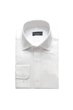 Cloking Camisas|Camisas Clássicas-Camisa Lisa Duplo Punho Gola Inglesa Branco