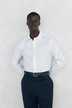 Pedro del Hierro Camisas-Camisa lisa fácil de passar Branco