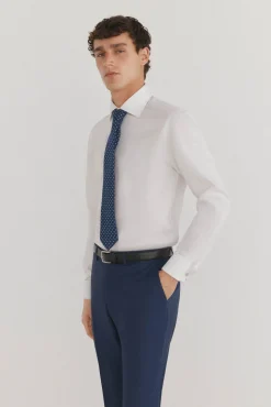 Pedro del Hierro Camisas|Camisas Clássicas-Camisa lisa sem ferro + abotoaduras resistentes a manchas Branco