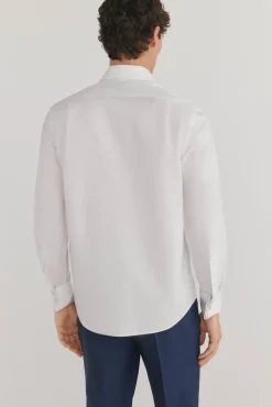 Pedro del Hierro Camisas|Camisas Clássicas-Camisa lisa sem ferro + abotoaduras resistentes a manchas Branco