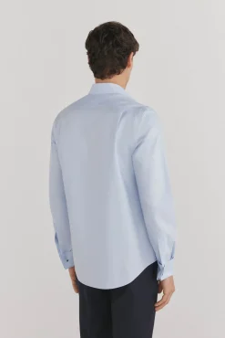 Pedro del Hierro Camisas|Camisas Clássicas-Camisa lisa sem ferro + abotoaduras resistentes a manchas Azul
