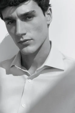 Pedro del Hierro Camisas|Camisas Clássicas-Camisa lisa sem ferro + abotoaduras resistentes a manchas Azul