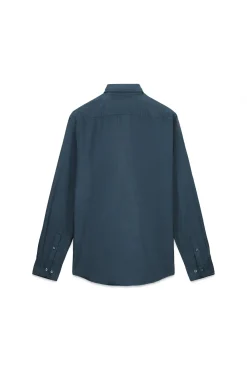 OOTO Camisas-Camisa liso de algodão tencel sarja Verde