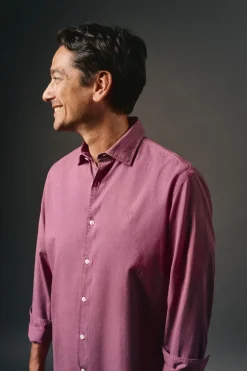 OOTO Camisas-Camisa liso de algodão tencel sarja Granada