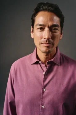 OOTO Camisas-Camisa liso de algodão tencel sarja Granada