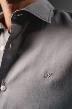 OOTO Camisas-Camisa liso de algodão tencel sarja Cinzento