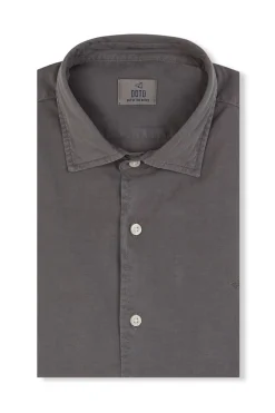 OOTO Camisas-Camisa liso de algodão tencel sarja Cinzento