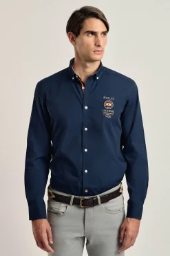 Valecuatro Camisas-Camisa masculina marinho Espanha Azul