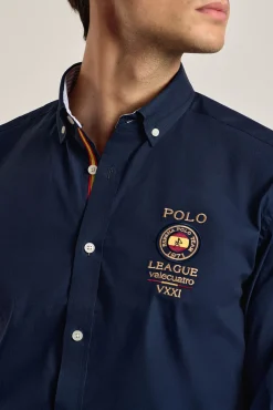 Valecuatro Camisas-Camisa masculina marinho Espanha Azul