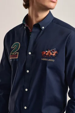 Valecuatro Camisas-Camisa masculina modelo cavalo marinho Azul