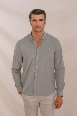 Celopman Camisas-Camisa micro veludo verde