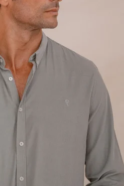 Celopman Camisas-Camisa micro veludo verde