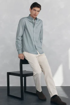 Pedro del Hierro Camisas-Camisa non-iron oxford liso Verde