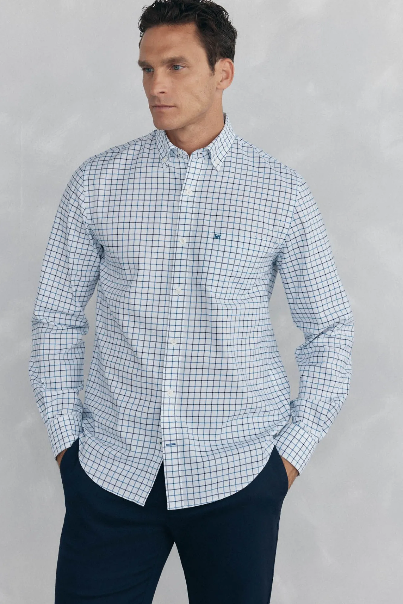 Pedro del Hierro Camisas-Camisa non-iron oxford quadrados Azul
