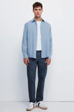 Springfield Camisas-Camisa Oxford colorida azul