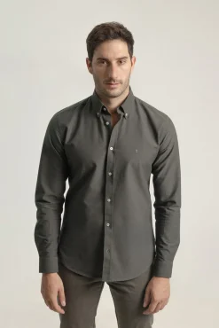 PuroEGO Camisas-Camisa oxford de algodão slim fit Verde