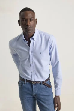 PuroEGO Camisas-Camisa oxford de algodão slim fit Azul