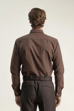 PuroEGO Camisas-Camisa oxford de algodão slim fit Castanho