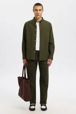 Selected Camisas-Camisa Oxford de corte regular Verde